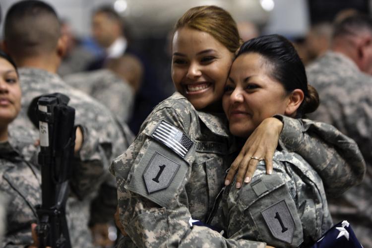 <a><img src="https://www.theepochtimes.com/assets/uploads/2015/09/MilitaryDemographics_107731109.jpg" alt="WOMEN IN COMBAT? Female soldiers hug each other after being granted U.S. citizenship during a naturalization ceremony at al-Faw Palace in Baghdad's Camp Victory last November. (Ali Al-Saadi/Getty Images)" title="WOMEN IN COMBAT? Female soldiers hug each other after being granted U.S. citizenship during a naturalization ceremony at al-Faw Palace in Baghdad's Camp Victory last November. (Ali Al-Saadi/Getty Images)" width="320" class="size-medium wp-image-1807103"/></a>