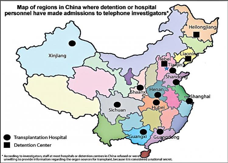 <a><img class="size-full wp-image-1786338" title="Map of China showing regions where staff admitted during phone calls that organ harvesting from Falun Gong practitioners was taking place.  (Bloody Harvest report, Kilgour-Matas)" src="https://www.theepochtimes.com/assets/uploads/2015/09/OHmap2.jpg" alt="" width="750" height="537"/></a>