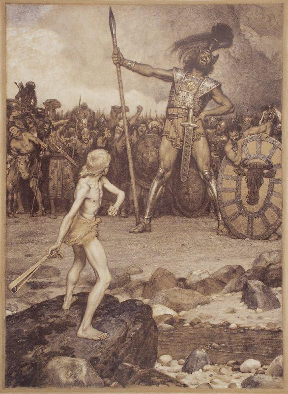 An illustration of David and Goliath's battle. (Osmar Schindler/Wikimedia Commons)