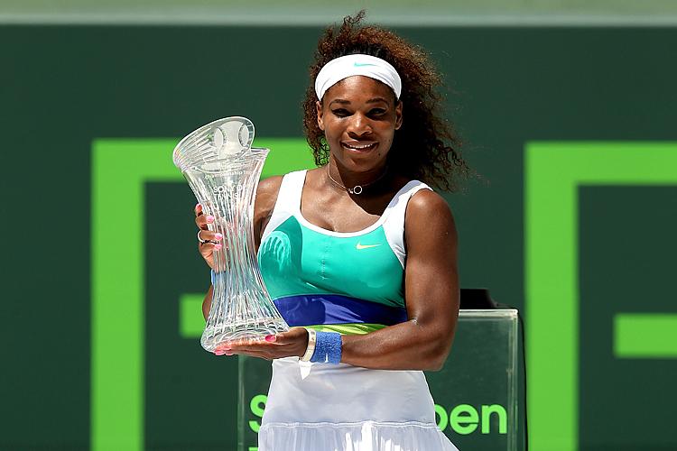 <a><img class="size-full wp-image-1768304" src="https://www.theepochtimes.com/assets/uploads/2015/09/SerenaTrophy165109361WEB.jpg" alt="Serena Williams poses with the winner's trophy after defeating Maria Sharapova during the women's final of the Sony Open at Crandon Park Tennis Center in Key Biscayne, Florida on March 30. (Matthew Stockman/Getty Images)" width="750" height="500"/></a>