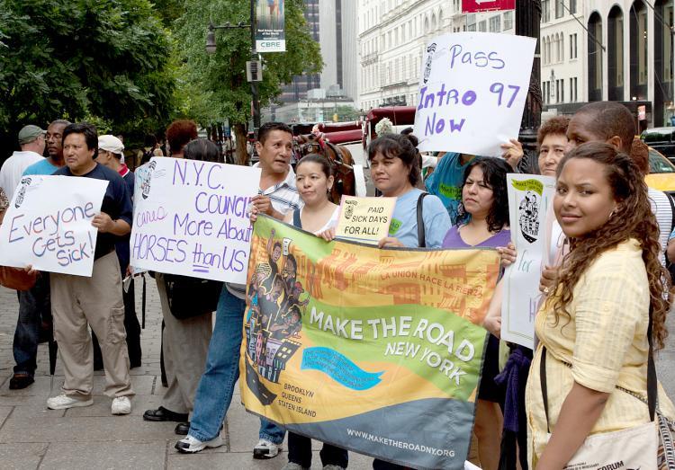 <a><img src="https://www.theepochtimes.com/assets/uploads/2015/09/SickleaveHumansWEB.jpg" alt="Activists and workers rally in front of the horse carriages at Central Park on Wednesday July 14 to urge City Council to bring intro 97, the Paid Sick Time Act, to a vote. (Henry Lam/The Epoch Times)" title="Activists and workers rally in front of the horse carriages at Central Park on Wednesday July 14 to urge City Council to bring intro 97, the Paid Sick Time Act, to a vote. (Henry Lam/The Epoch Times)" width="320" class="size-medium wp-image-1817400"/></a>