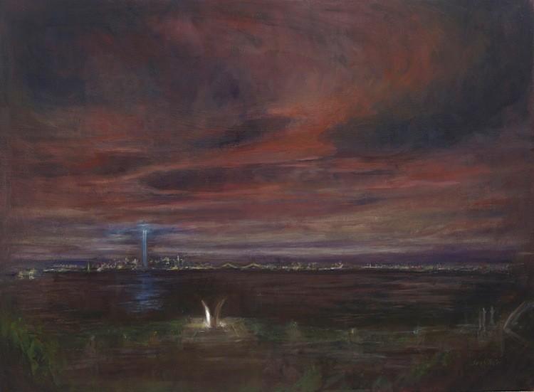 <a><img src="https://www.theepochtimes.com/assets/uploads/2015/09/StatenSeptember.jpg" alt="MEMORIALS: Sarah Yuster's painting 'Staten Island, September' shows the 'Tribute in Light' memorial beaming up from the World Trade Center site, and the 'Postcards' memorial for Staten Islanders who perished in the Sept. 11, 2001, attacks illuminated in the foreground. (Courtesy of Sarah Yuster)" title="MEMORIALS: Sarah Yuster's painting 'Staten Island, September' shows the 'Tribute in Light' memorial beaming up from the World Trade Center site, and the 'Postcards' memorial for Staten Islanders who perished in the Sept. 11, 2001, attacks illuminated in the foreground. (Courtesy of Sarah Yuster)" width="575" class="size-medium wp-image-1798155"/></a>