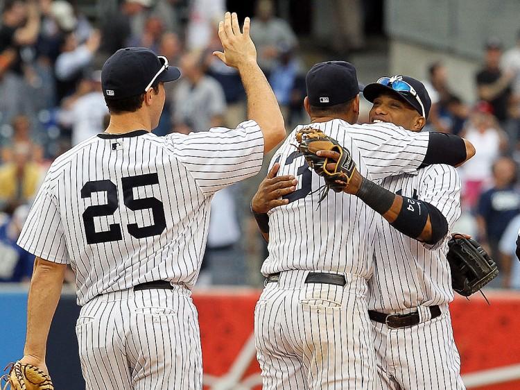 <a><img src="https://www.theepochtimes.com/assets/uploads/2015/09/Yankees125827265WEB.jpg" alt="Yankee teammates Mark Teixera, Alex Rodriguez, and Robinson Cano celebrate another postseason berth with their Wednesday afternoon win over Tampa Bay. Since the baseball's expansion to the current eight-team format in 1995 they've missed the fall classic just once. (Jim McIsaac/Getty Images)" title="Yankee teammates Mark Teixera, Alex Rodriguez, and Robinson Cano celebrate another postseason berth with their Wednesday afternoon win over Tampa Bay. Since the baseball's expansion to the current eight-team format in 1995 they've missed the fall classic just once. (Jim McIsaac/Getty Images)" width="575" class="size-medium wp-image-1797388"/></a>