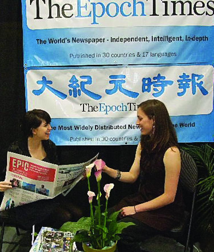 <a><img src="https://www.theepochtimes.com/assets/uploads/2015/09/ep.jpg" alt="Hanna Wheale and Brett Price enjoy a good read and lively conversation at the Epoch Times booth on Sunday at the EPIC sustainability expo. (Justina Wheale)" title="Hanna Wheale and Brett Price enjoy a good read and lively conversation at the Epoch Times booth on Sunday at the EPIC sustainability expo. (Justina Wheale)" width="320" class="size-medium wp-image-1828311"/></a>