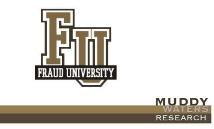 <a><img class="size-full wp-image-1788450" title="Muddy Waters' logo of a "fraud school"" src="https://www.theepochtimes.com/assets/uploads/2015/09/frauduniversity.png" alt="" width="331" height="201"/></a>