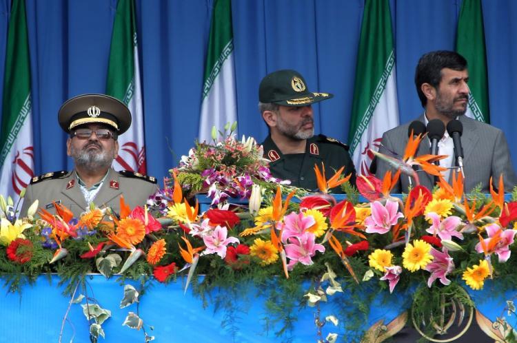 <a><img src="https://www.theepochtimes.com/assets/uploads/2015/09/iran98525520.jpg" alt="Iranian President Mahmoud Ahmadinejad (R), Defence Minister Ahmad Vahidi (C) and Armed Forces chief Hasan Firouzabadi (L) attend the Army Day parade in Tehran on April 18, 2010. Ahmadinejad said that Israel was on its way to collapse, as Iran's military displayed a range of home-built drones and missiles at the annual Army Day parade. (Behrouz Mehri/AFP/Getty Images)" title="Iranian President Mahmoud Ahmadinejad (R), Defence Minister Ahmad Vahidi (C) and Armed Forces chief Hasan Firouzabadi (L) attend the Army Day parade in Tehran on April 18, 2010. Ahmadinejad said that Israel was on its way to collapse, as Iran's military displayed a range of home-built drones and missiles at the annual Army Day parade. (Behrouz Mehri/AFP/Getty Images)" width="320" class="size-medium wp-image-1820931"/></a>