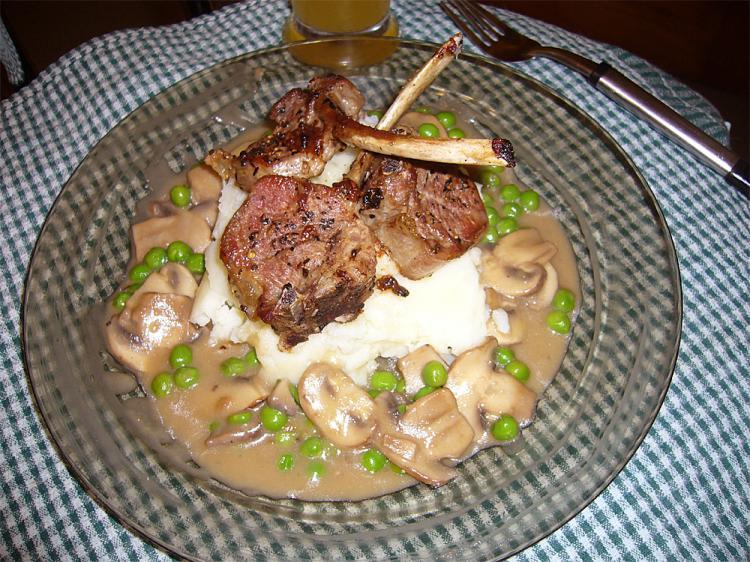 <a><img src="https://www.theepochtimes.com/assets/uploads/2015/09/meatugh.jpg" alt="EASY AND DELICIOUS: Tender lamb cutlets on a bed of garlic mash with mushroom and pea sauce. Vegetarians can make this meal without the meat.  (Kathryn Shakespear/The Epoch Times)" title="EASY AND DELICIOUS: Tender lamb cutlets on a bed of garlic mash with mushroom and pea sauce. Vegetarians can make this meal without the meat.  (Kathryn Shakespear/The Epoch Times)" width="320" class="size-medium wp-image-1833099"/></a>