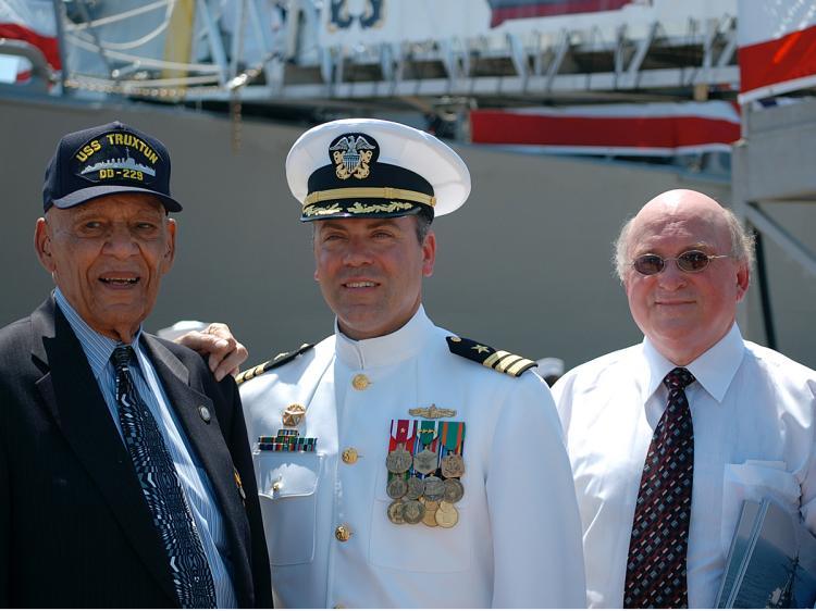 <a><img src="https://www.theepochtimes.com/assets/uploads/2015/09/phillpsWeberRowsell.jpg" alt="A LIFE HONOURED: Lanier Phillips  , survivor of a WWII U.S. naval disaster, being honoured for his lifetime achievements at the commissioning of the USS Truxtun April 25, 2009 in Charleston, South Carolina. With him are U.S. Navy Commander Timothy Weber and Newfoundland Mayor Wayde Rowsell. (MARY SILVER/THE EPOCH TIMES)" title="A LIFE HONOURED: Lanier Phillips  , survivor of a WWII U.S. naval disaster, being honoured for his lifetime achievements at the commissioning of the USS Truxtun April 25, 2009 in Charleston, South Carolina. With him are U.S. Navy Commander Timothy Weber and Newfoundland Mayor Wayde Rowsell. (MARY SILVER/THE EPOCH TIMES)" width="320" class="size-medium wp-image-1828510"/></a>
