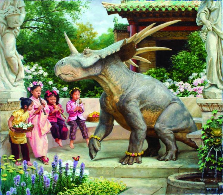<a href="https://www.theepochtimes.com/assets/uploads/2015/10/2010-10-20-xxl--Song_in_the_Garden.2007.Oil.16x16.Oshkosh.JG.jpg"><img src="https://www.theepochtimes.com/assets/uploads/2015/10/2010-10-20-xxl--Song_in_the_Garden.2007.Oil.16x16.Oshkosh.JG.jpg" alt="PERFECT ILLUSION: 'Song in the Garden' from James Gurney's 'Dinotopia: Journey to Chandara.'  (Courtesy of James Gurney)" title="PERFECT ILLUSION: 'Song in the Garden' from James Gurney's 'Dinotopia: Journey to Chandara.'  (Courtesy of James Gurney)" width="320" class="size-medium wp-image-1870261"/></a>