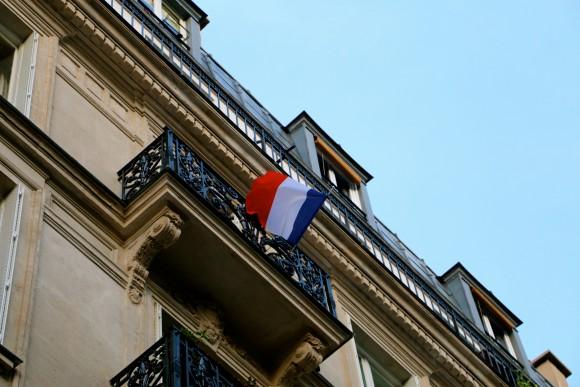Many Parisians have displayed the French flag as a sign of national unity. (Nolan Peterson/The Daily Signal)