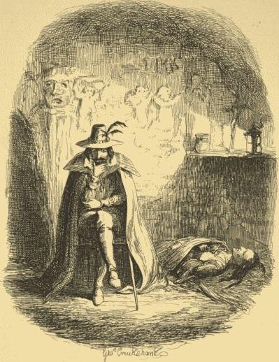 Guy Fawkes by Cruikshank. (William Harrison Ainsworth, Guy Fawkes, or The Gunpowder Treason. 1840.)
