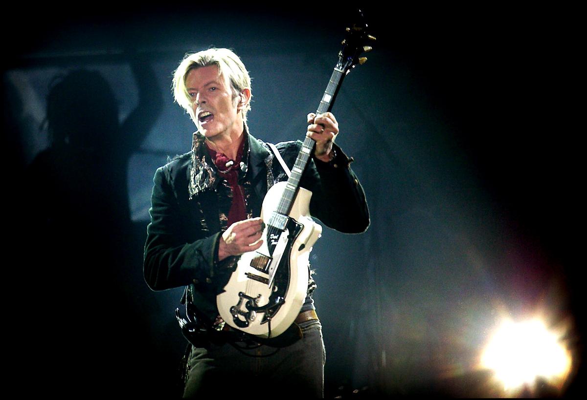 David Bowie at the Forum in Copenhagen on Oct. 7, 2003, during the A Reality Tour. (Nils Meilvang/AFP/Getty Images)