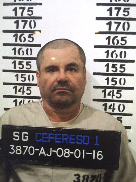 Mexico's most wanted drug lord, Joaquin "El Chapo" Guzman's prison mug shot at the Altiplano maximum security federal prison in Almoloya, Mexico, Jan. 8, 2016. (Mexico's federal government via AP)