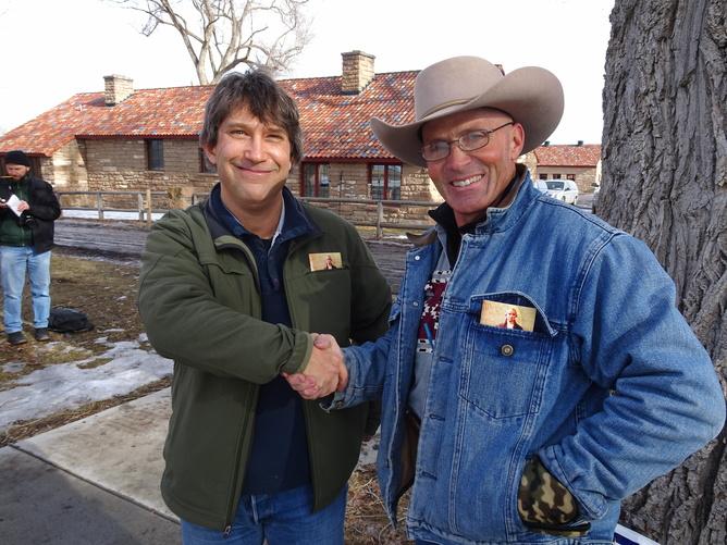 Author Peter Walker meets with Robert "LaVoy" Finicum at the occupied Malheur National Wildlife Refuge on Jan. 20, 2016. (Occupier Jason Patrick, Author provided)