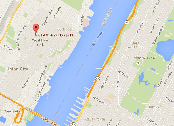 The location of the Feb. 29 hit-and-run incident in West New York, N.J. (Screenshot of Google Maps)