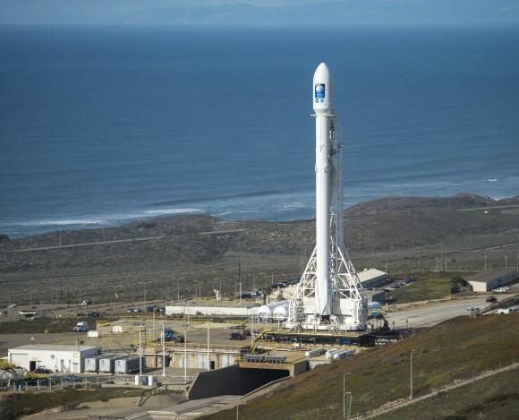 The SpaceX Falcon 9 rocket is seen at Vandenberg Air Force Base Space Launch Complex 4 East with the Jason-3 spacecraft onboard January 16, 2016 in California. Jason-3, an international mission led by the National Oceanic and Atmospheric Administration (NOAA), will help continue U.S.-European satellite measurements of global ocean height changes. (Photo by Bill Ingalls/NASA via Getty Images)