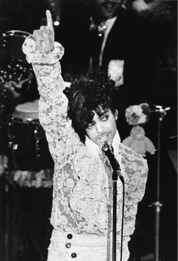 Prince performs during the 27th annual Grammy Awards at the Shrine Auditorium in Los Angeles, Ca., Feb. 27, 1985. Prince received three Grammys. (AP Photo/Liu Heung-Shing)