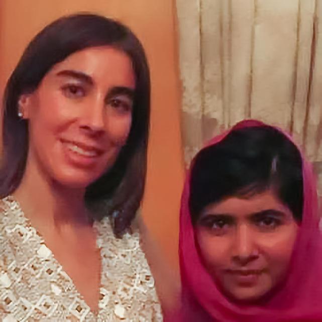 Luz Maria Utrera with Malala Yousafzai at the Pakistani ambassador's home in New York on July 13, 2013. (LuzMariaFoundation.org)
