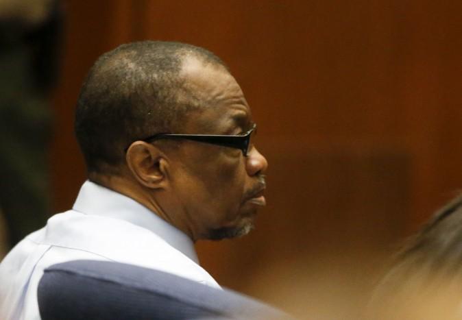 Lonnie Franklin Jr. appears in Los Angeles Superior Court during closing arguments of his trail on May 2, 2016, in Los Angeles. The Grim Sleeper serial killer trial is coming to a close in Los Angeles after months of testimony. Franklin is charged with killing nine women and a 15-year-old girl between 1985 and 2007. They were shot or strangled and their bodies dumped in alleys and trash bins in South Los Angeles and nearby areas. (Mark Boster/Los Angeles Times via AP, Pool)
