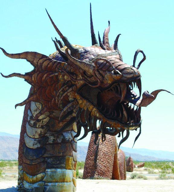 Metal sculpture of a 350-foot dragon in Borrego Springs. (Borrego Springs Chamber of Commerce/Visitors' Bureau)