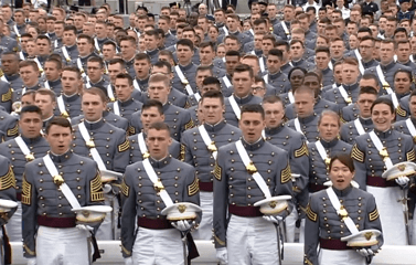 '16 graduates of West Point sing Army song at commencement ceremonies on May 21, 2016. (Courtesy West Point)