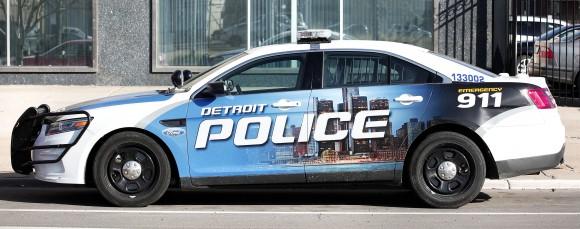 A City of Detroit Police vehicle is parked at the curb April 17, 2014, in Detroit, Michigan. (Bill Pugliano/Getty Images)