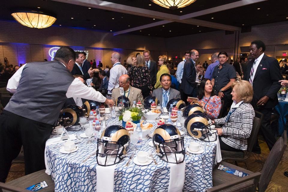 A table reserved for top contributors at the Kick Off for Charity Luncheon.  Tables went for up to $10,000 a piece. (Ric Tapia/LA Rams Foundation)