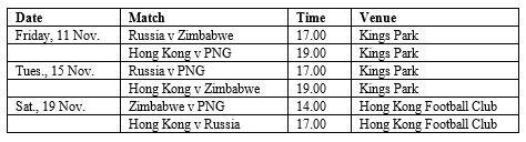 HKRU 2016 Cup of Nations match schedule. (HKRU)