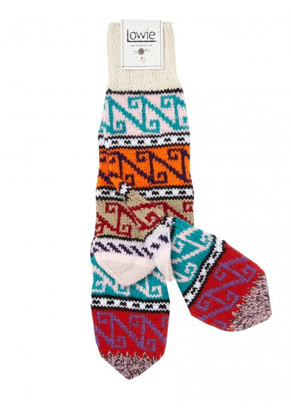 Lowie Turkish socks, hand knitted from leftover yarn, make a unique, colourful, and cosy gift. These were Lowie's first product sold in 2002, and are still a favourite today. £22, ilovelowie.com
