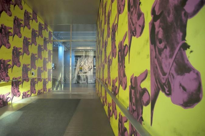 Eclectic Andy Warhol-designed wallpaper graces the entrance to the Andy Warhol Museum. (Carole Jobin)