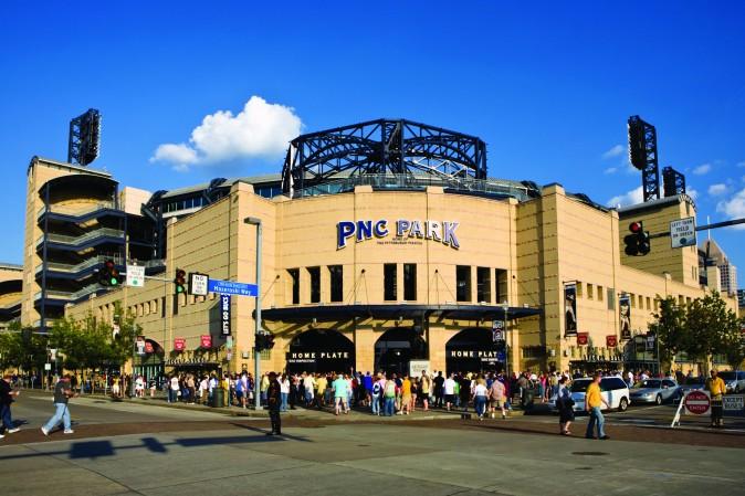 Crowds of fans enter PNC Park for a Pirates baseball game. (VisitPittsburgh)
