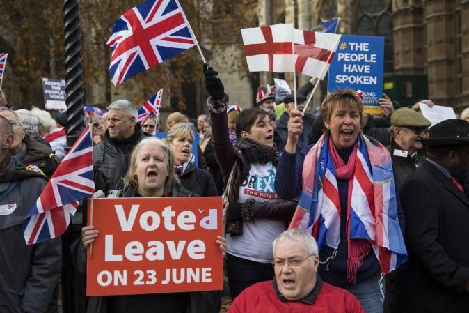 Pro-Brexit protesters outside the Houses of Parliament in London on Nov. 23, 2016. (Jack Taylor/Getty Images)