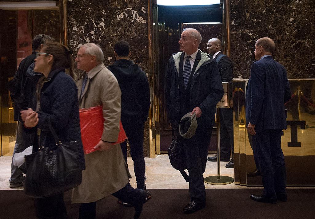 US Marine Corps. Gen. John Kelly walks off the elevator in the lobby of Trump Tower in New York on Nov. 30, 2016. (BRYAN R. SMITH/AFP/Getty Images)