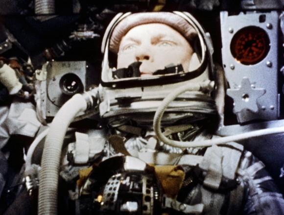 In this Feb. 20, 1962 photo made available by NASA, astronaut John Glenn pilots the "Friendship 7" Mercury spacecraft during his historic flight as the first American to orbit the Earth. Glenn, who later spent 24 years representing Ohio in the Senate, has died at 95. (NASA via AP)