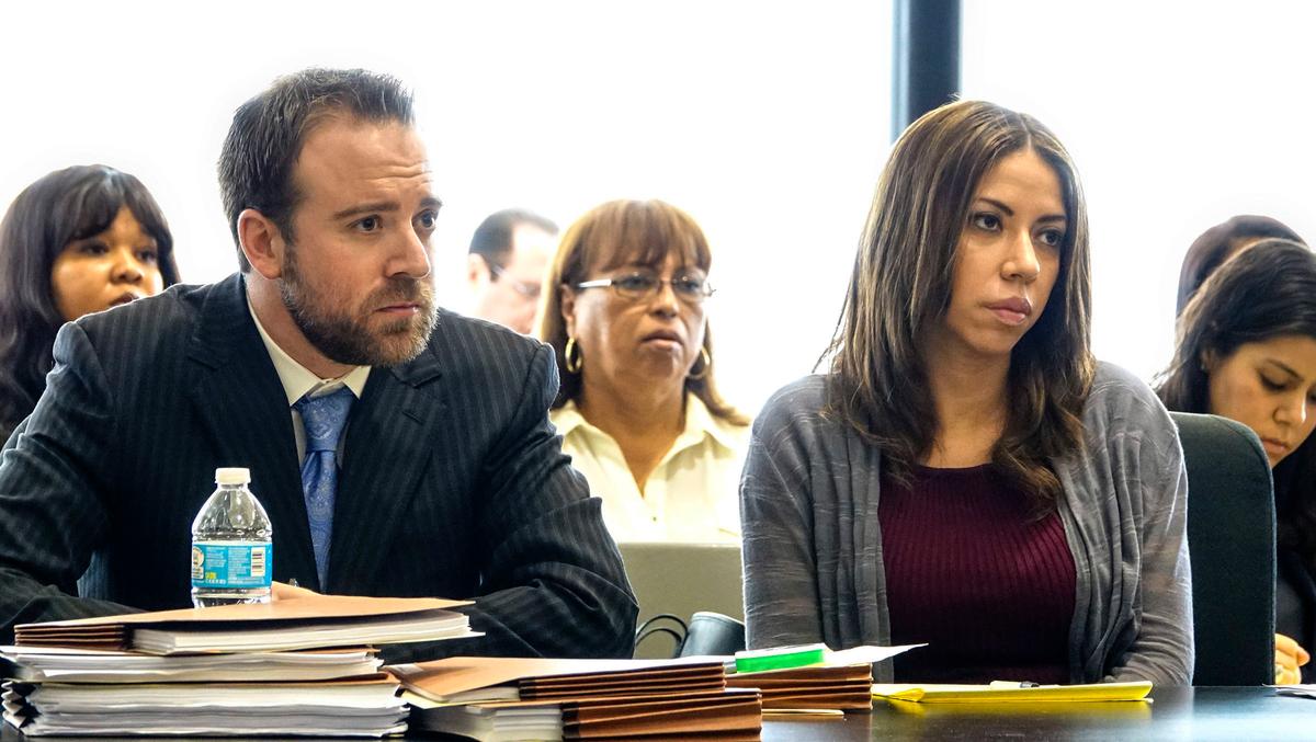 Dalia Dippolito and her attorney Greg Rosenfeld listen to testimony during her murder-for-hire retrial in West Palm Beach, Fla., on Dec. 8, 2016. (Lannis Waters /Palm Beach Post via AP, Pool)