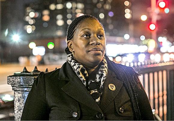 Abena Smith, president of the 32nd Precinct Community Council, in Harlem on Dec. 5. (Samira Bouaou/The Epoch Times)