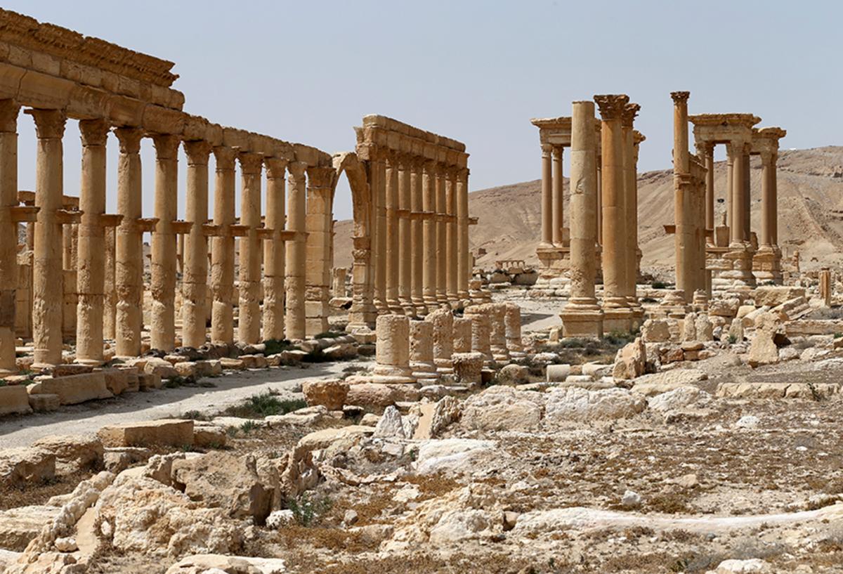 The ancient ruins in Palmyra, Syria on April 8, 2016. (Russian Defense Ministry Press Service Photo via AP)