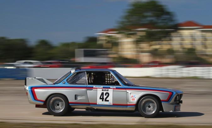 Dick York David Russell finished fourth overall and first in class B-2 in the #42 1973 BMW CSL. (Chris Jasurek/Epoch Times)