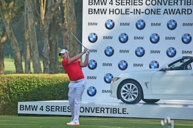 Danny Willett of England plays off the 8th tee in the UBS Hong Kong Open on Sunday Dec 11, 2016. (Eddie So)