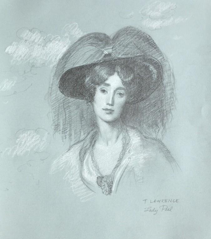 "Lady Peel, after Sir Thomas Lawrence," 2016, sketch by Patricia Watwood. (Courtesy of Patricia Watwood)
