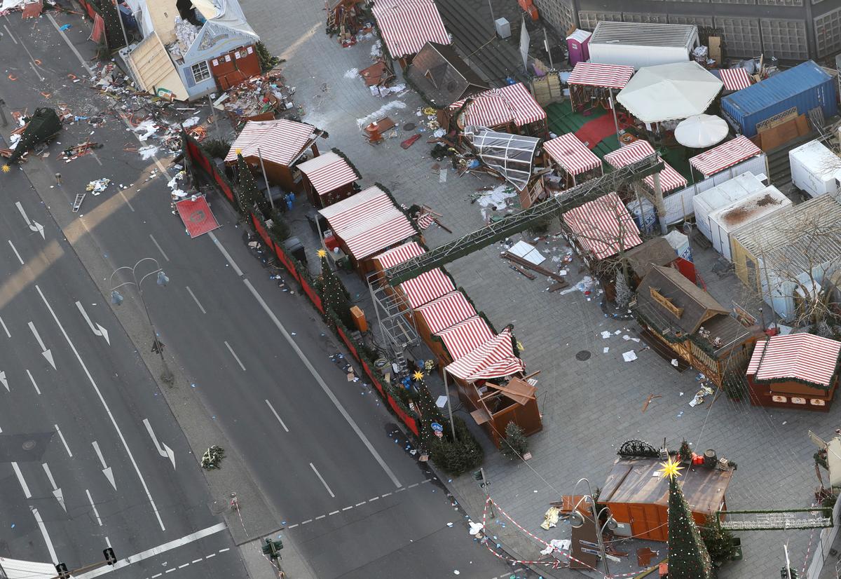 Debris still lies on the crime scene in Berlin, Germany, on Dec. 21, 2016. (AP Photo/Michael Sohn)