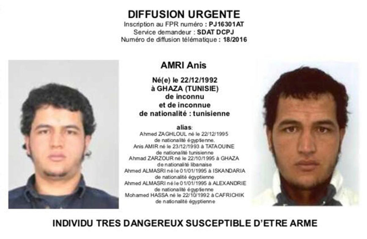 Tunisian national Anis Amri is wanted by German police for an alleged involvement in the Berlin Christmas market attack. (Police via AP)