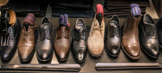 Men's shoes at the SAYKI grand opening and holiday cocktail event at their first store in New York on Dec. 15, 2016. (Benjamin Chasteen/Epoch Times)
