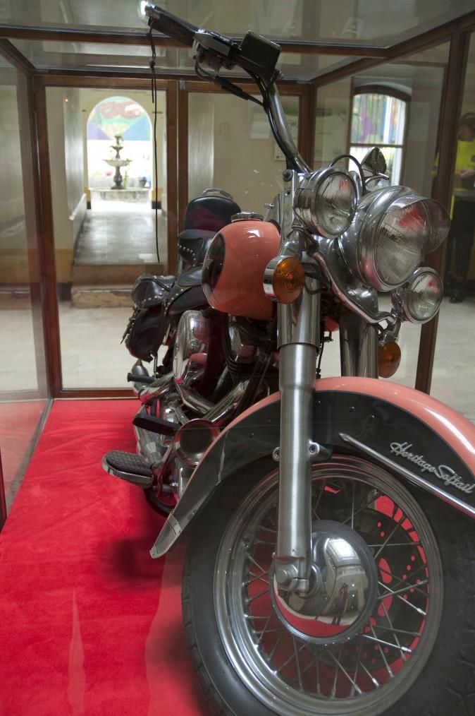 The Harley-Davidson owned by the infamous Pablo Escobar at the National Police Museum in Bogotá. (Carole Jobin)