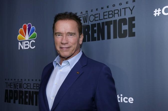 Arnold Schwarzenegger, the new boss of "The New Celebrity Apprentice," at a press junket in Universal City, Calif. (Paul Drinkwater/NBC via AP)