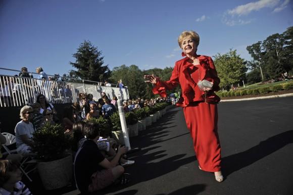 In this file photo, actress Debbie Reynolds arrives at The Greenbrier for the gala opening of the Casino Club in White Sulphur Springs, W.Va. (AP Photo/Jeff Gentner)