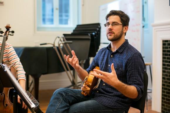 Attacca Quartet violist Nathan Schram talks about Beethoven in an interview in New York City on Dec. 7, 2016. (Benjamin Chasteen/Epoch Times)