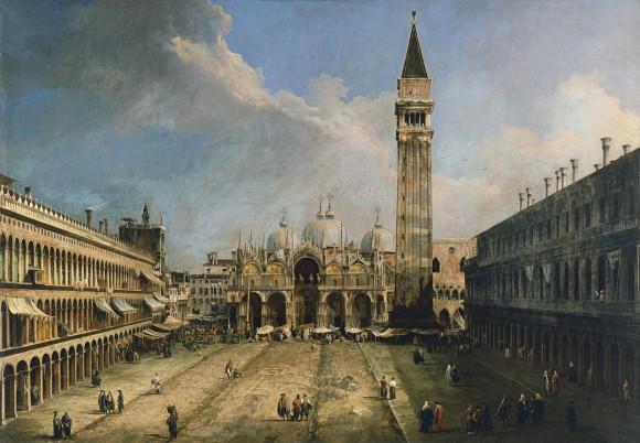 Depiction of the repaving of Piazza San Marco in 1723, designed by Andrea Tirali, by Canaletto. Oil on canvas. The Metropolitan Museum of Art. (Public Domain)