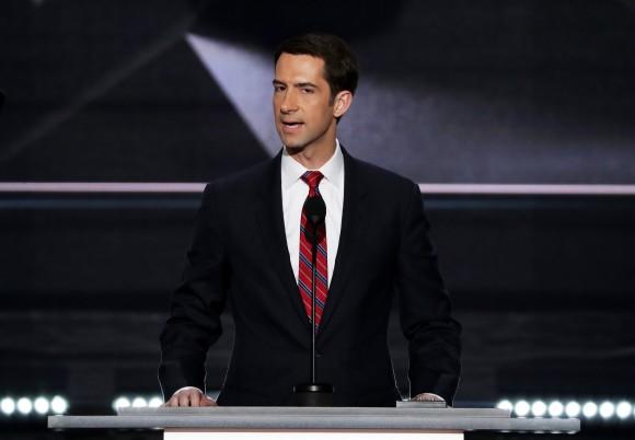 Sen. Tom Cotton (R-AR) delivers a speech on the first day of the Republican National Convention at the Quicken Loans Arena in Cleveland, Ohio on July 18, 2016. (Alex Wong/Getty Images)