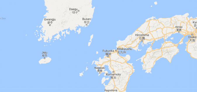 The Tsushima Strait (Google Maps)